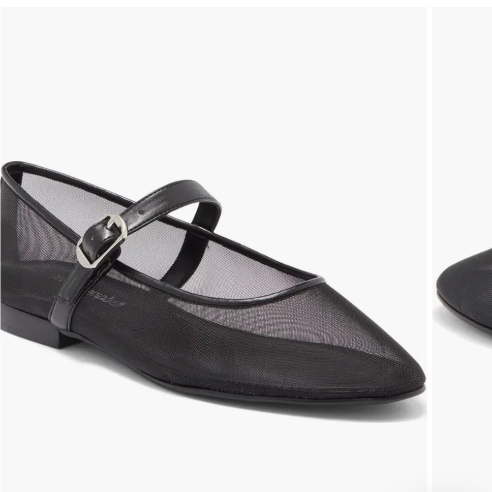 Jeffrey Campbell Rebb Black mesh Flats Mary Jane Strap
